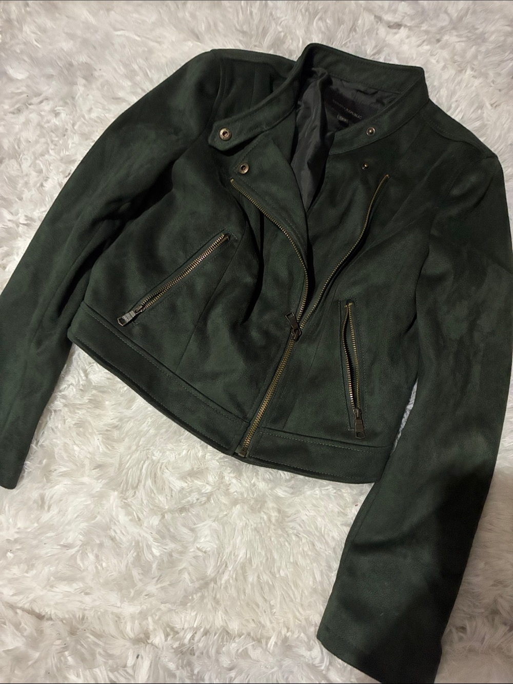 Banana republic forest green polyester bomber jacket xsp